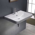 CeraStyle 079600-U Rectangle White Ceramic Wall Mounted or Drop In Sink